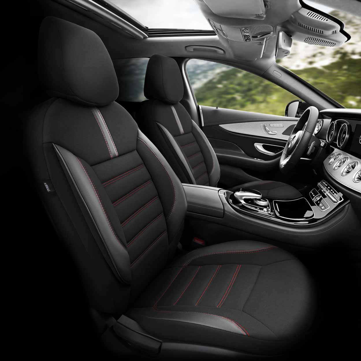 Komplet pokrowców na fotele samochodowe OTOM LIMITED 101 BLACK/RED 3-ZIP — ujęcie 2