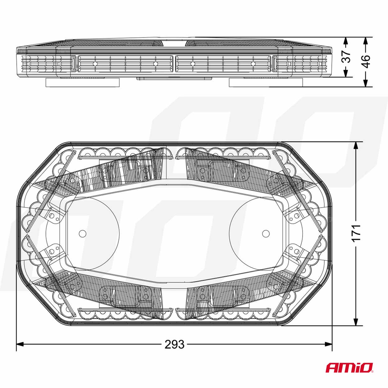 Belka ostrzegawcza LED WLB78 na magnes 293x171mm R65 R10 48LED 12-24V IP56 — ujęcie 9