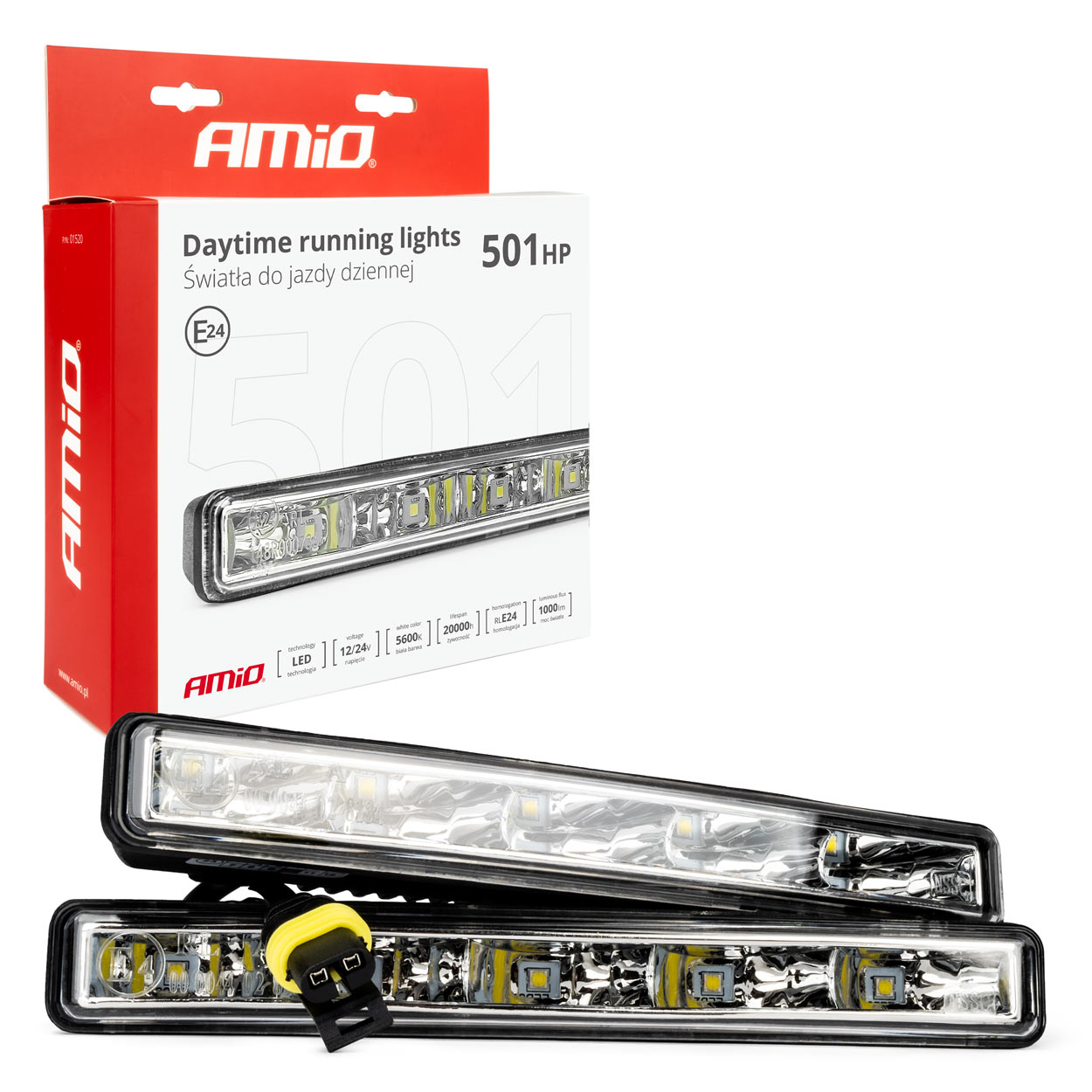 Światła do jazdy dziennej AMiO DRL 501 HP