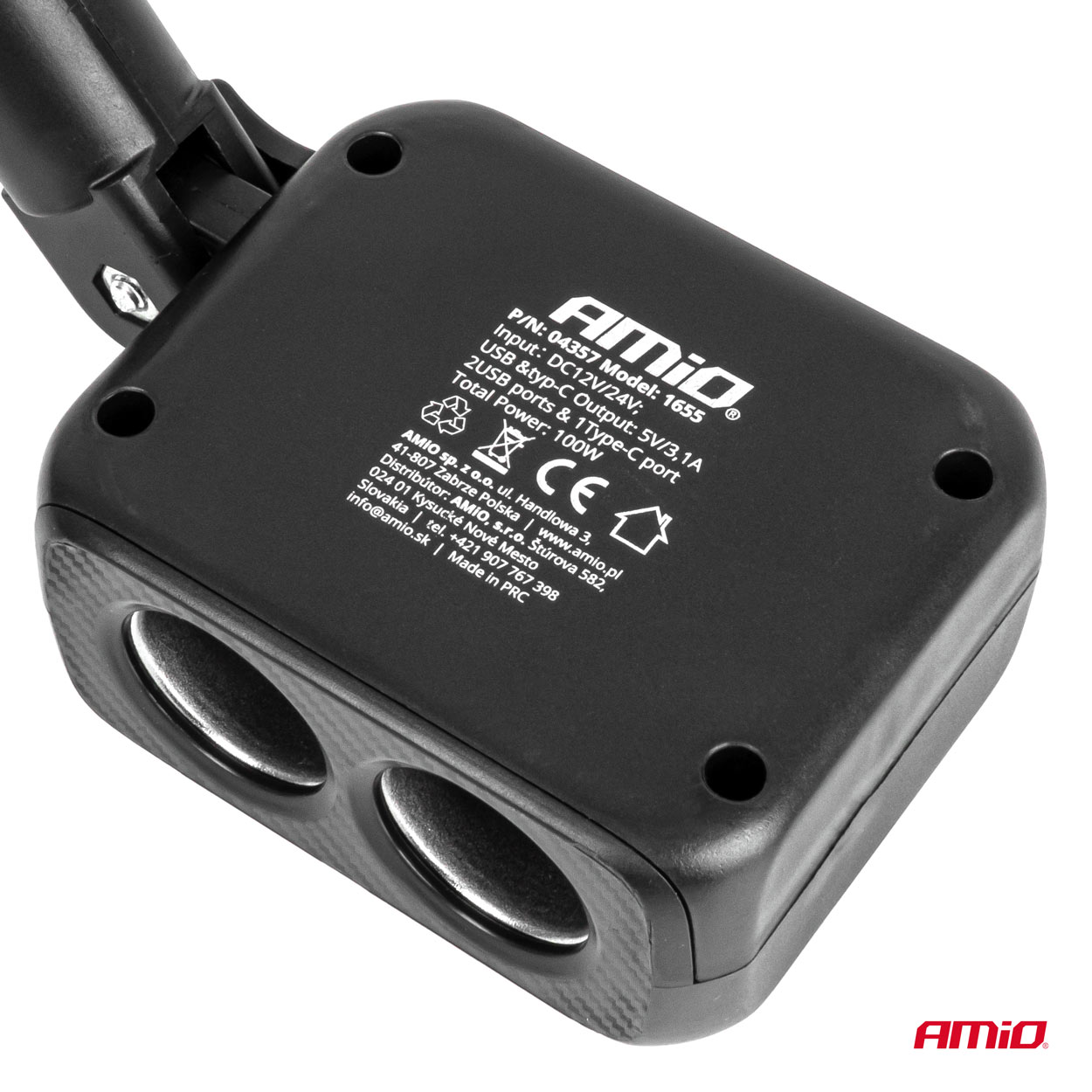Rozdzielacz gniazda zapalniczki z ładowarką 2x USB-A 1x USB-C 12 V 24 V 100 W 180° — ujęcie 5
