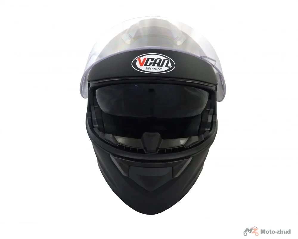 Kask VCAN model H271 Matt Black z podnoszoną szczęką i blendą czarny mat S — ujęcie 3