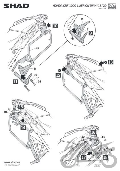 Stelaż kufra bocznego 4P SHAD do Hondy Africa Twin CRF1000L — ujęcie 3