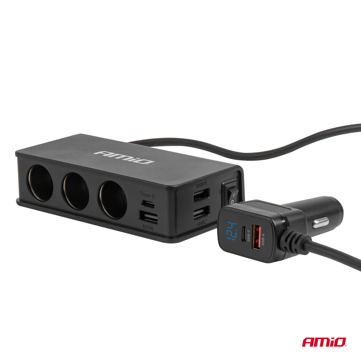 Rozdzielacz gniazda zapalniczki z ładowarką 3xUSB-A USB-C QC 3.0 PD 3.0. 148 W — ujęcie 5