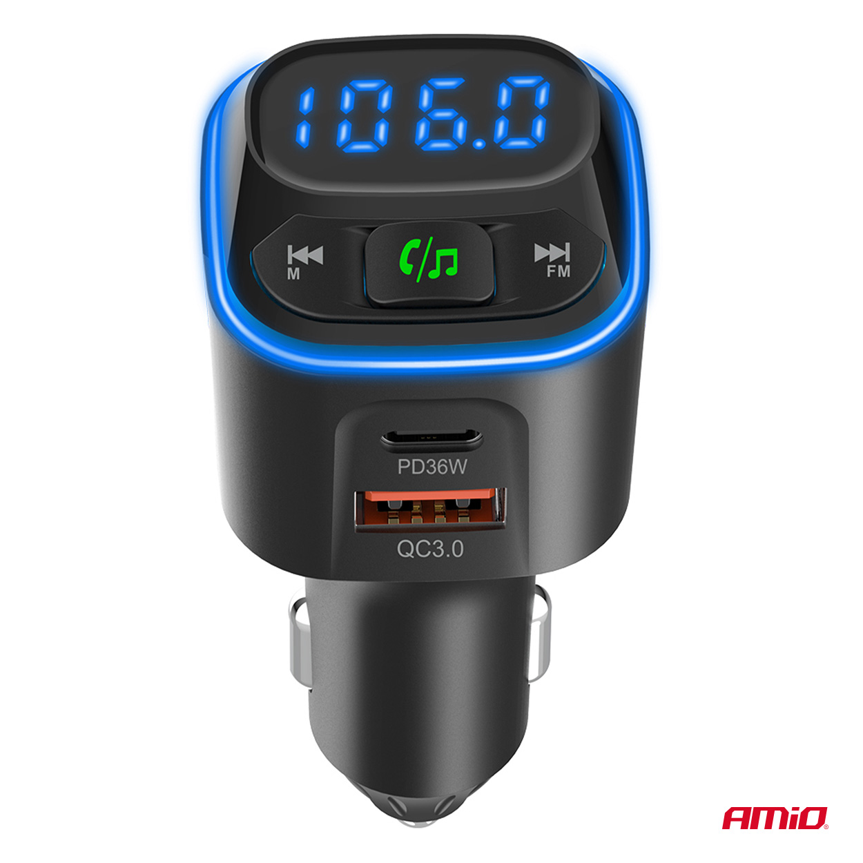 Transmiter samochodowy FM microSD 1×USB-A 2×USB-C 12 V 24 V — ujęcie 9