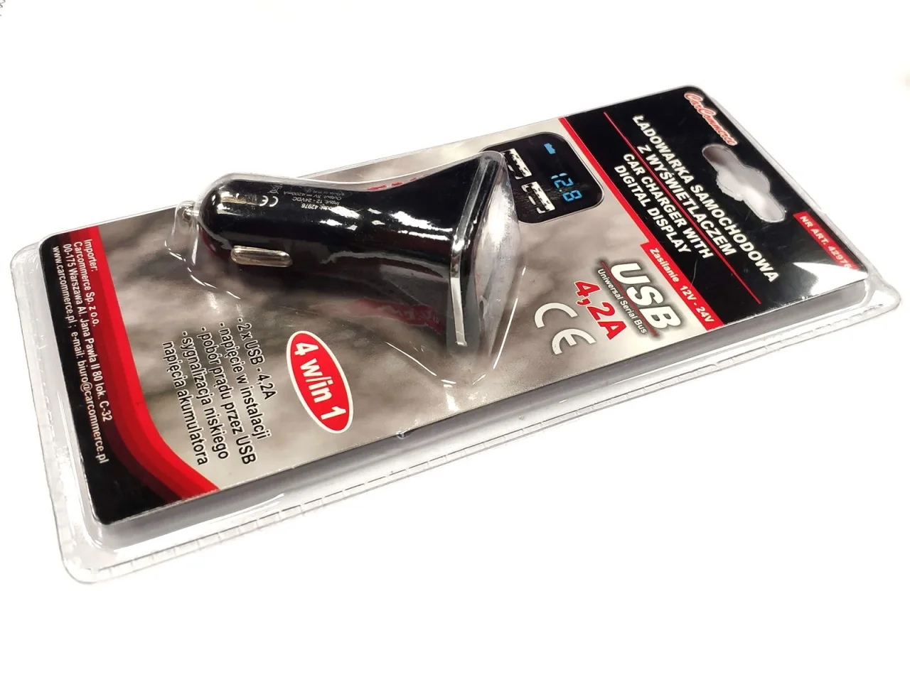 Ładowarka samochodowa 2xUSB 12V-24V 4200mA + voltomierz DENIS — ujęcie 3