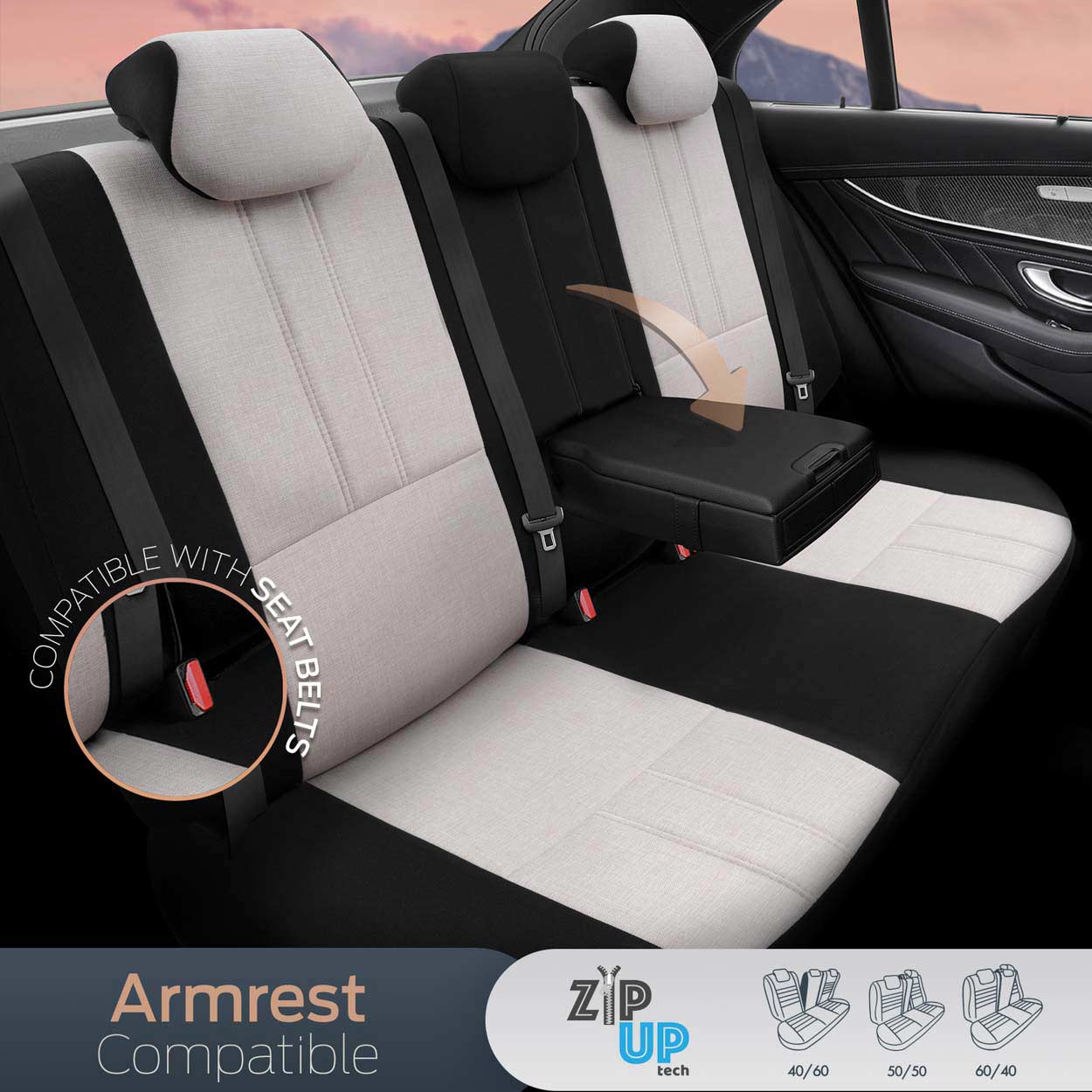 Komplet pokrowców na fotele samochodowe OTOM SWAN 503 BEIGE 3-ZIP — ujęcie 7