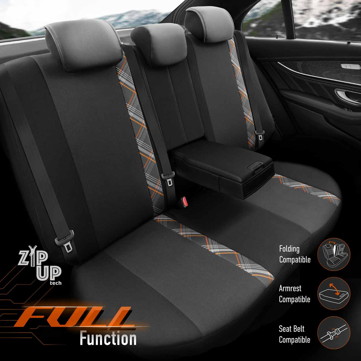 Komplet pokrowców na fotele samochodowe OTOM HORIZON 1805 ORANGE 3-ZIP — ujęcie 3