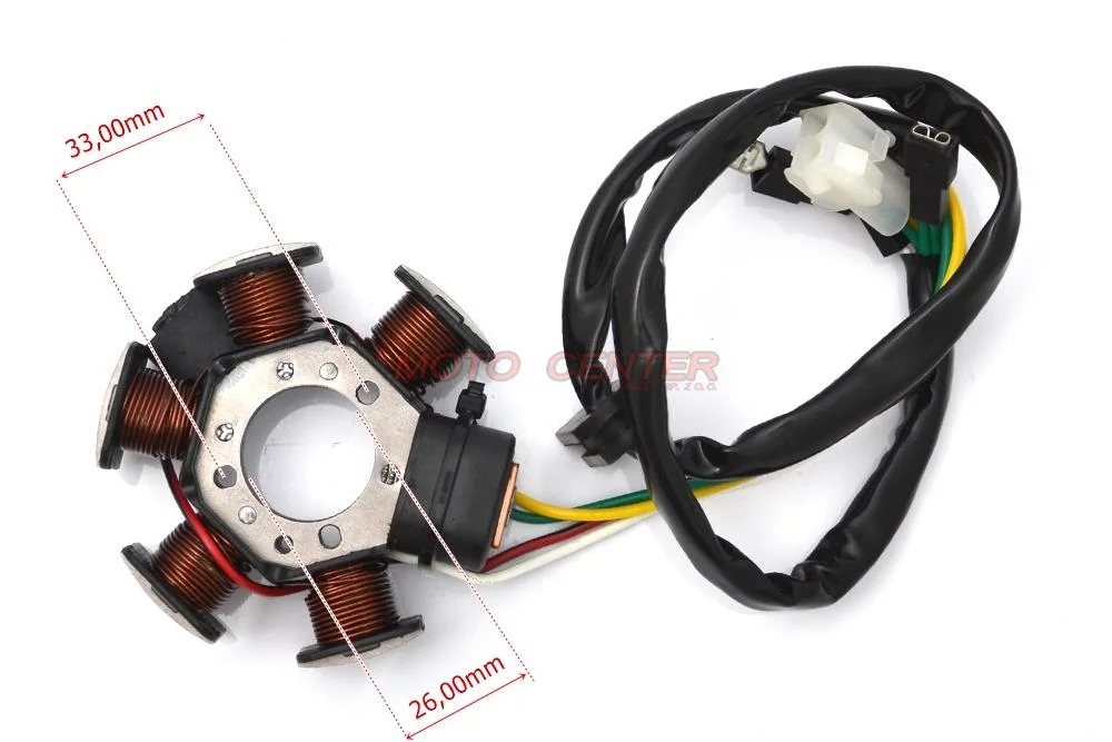 Stator 6 cewek 6 przewodów 50 cm³ motorower 2T Yamaha AM6 (kostka 2 Piny+4 przewody) — ujęcie 2