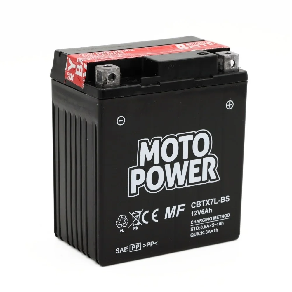 Akumulator MOTO power 12 V/6 Ah CBTX7L-BS suchoładowany (-+) (wys.x szer.x dł.) (130*70*113) (pakowane po 8 sztuk) (nr rej.E0011444BW)
