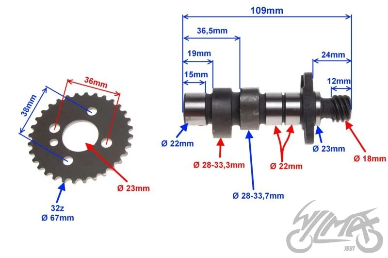 Wałek rozrządu do Suzuki GN125 — ujęcie 3