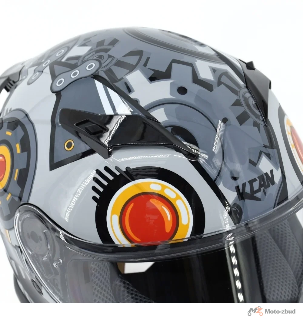 Kask VCAN model H153 war machine gloss integralny z grafiką czarno-szary S — ujęcie 2