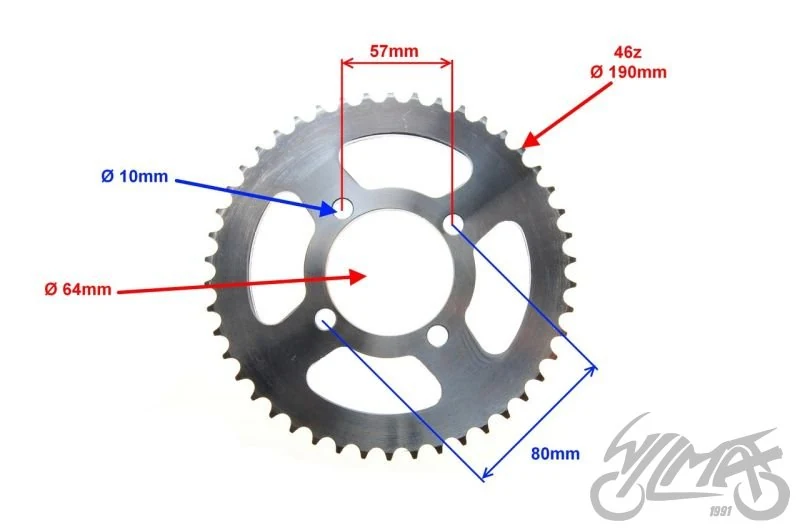 Zębatka tylna 46 zębów 428 PY-5 — Kinroad PY-5 Enduro — ujęcie 2