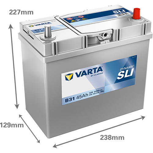 Akumulator 45 Ah 330A 238×129×227/P+ Varta 545155033K262 — ujęcie 2