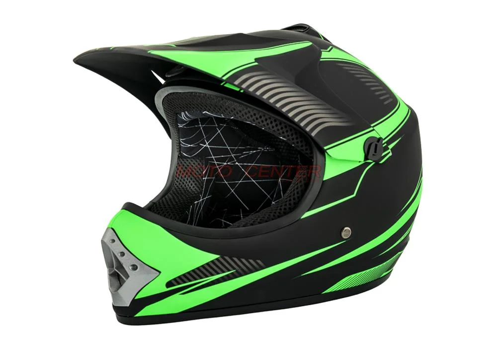 Kask crossowy MPX Dziecięcy WL-801A czarny mat/zielony XS — ujęcie 1
