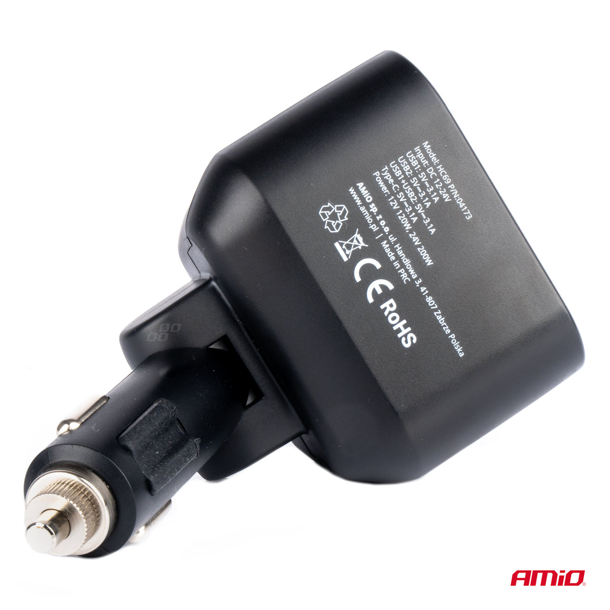 Rozdzielacz rozgałęźnik gniazda zapalniczki 2x USB 1x USB-C 12 V 24 V + woltomierz — ujęcie 4