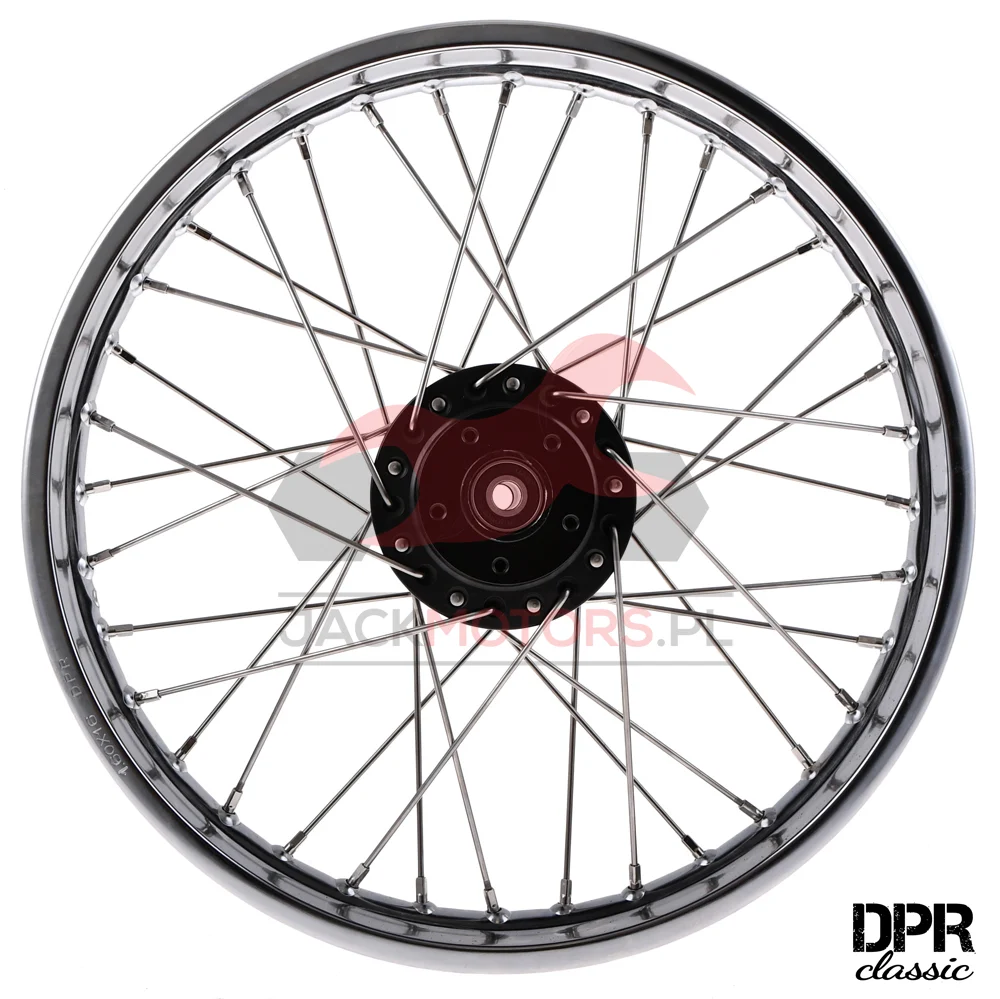 Koło jezdne Simson S51 1,60 × 16 chrom DPR Classic czarna piasta + szprychy INOX — ujęcie 1