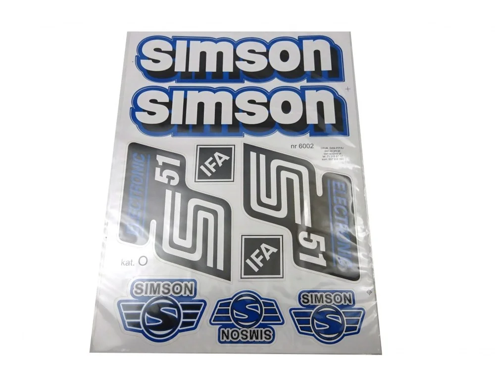 Nalepka Simson S-51 electronik niebieski - komplet na pojazd (9szt) — ujęcie 2