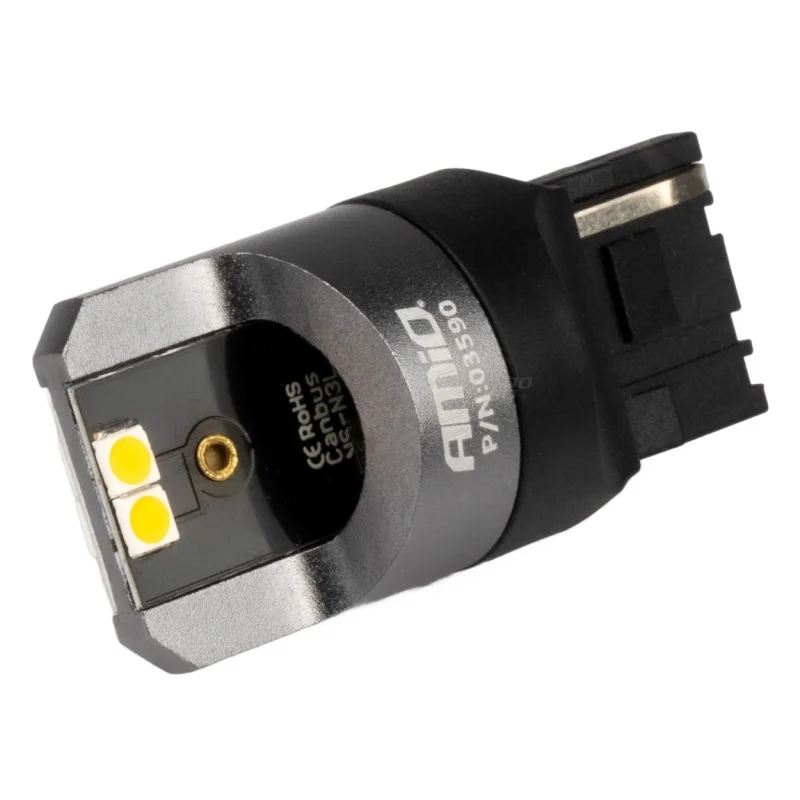 Żarówka WY21W 12V/24V 4xLED SMD3030 CANBUS pomarańczowa AMIO (2szt.) — ujęcie 3