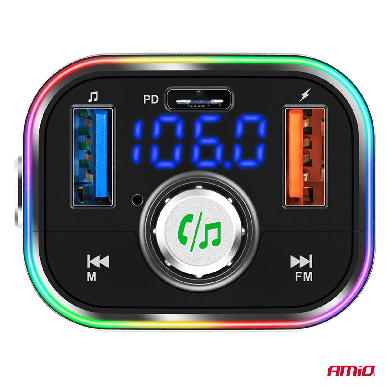 Transmiter samochodowy FM 2×USB-A 1×USB-C microSD 12 V 24 V — ujęcie 10