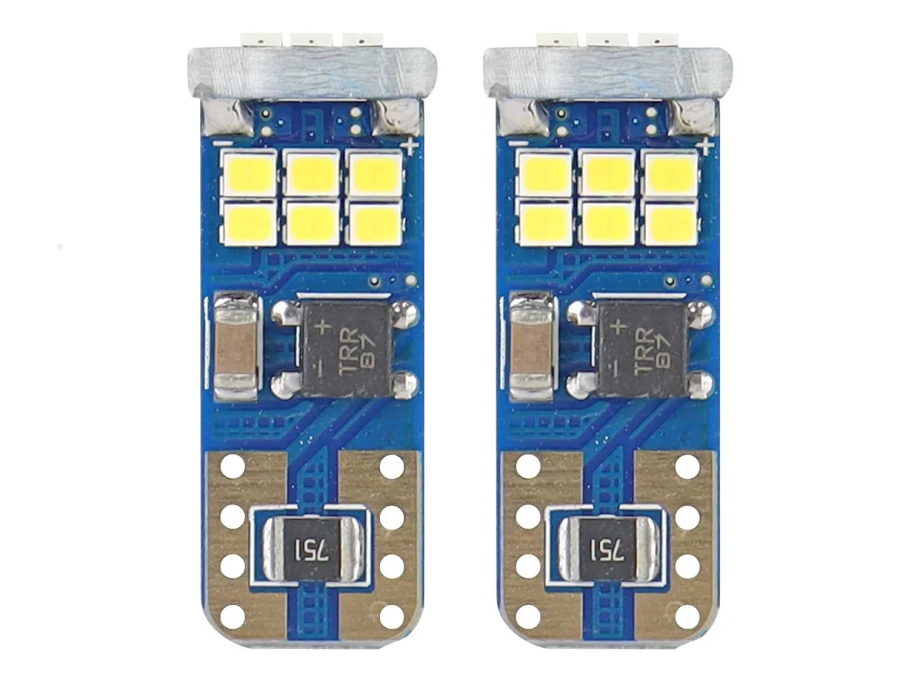 Żarówka W5W T10 12V/24V 18xLED SMD2016 CANBUS biała AMIO (2szt.) — ujęcie 5