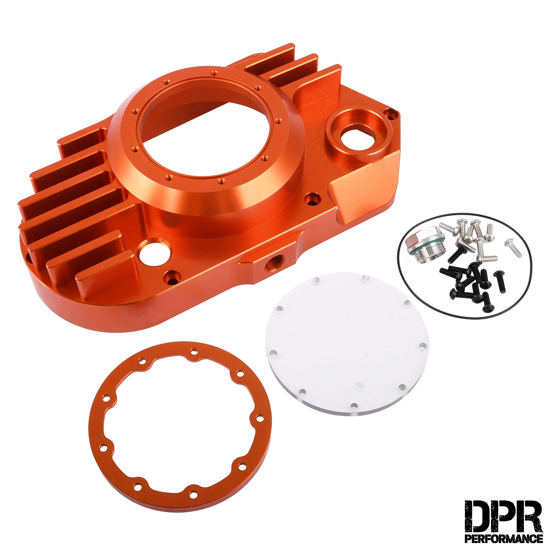 Pokrywa silnika Simson S51 SR50 lewa aluminium CNC clear pomarańczowa + śruby DPR Performance — ujęcie 1