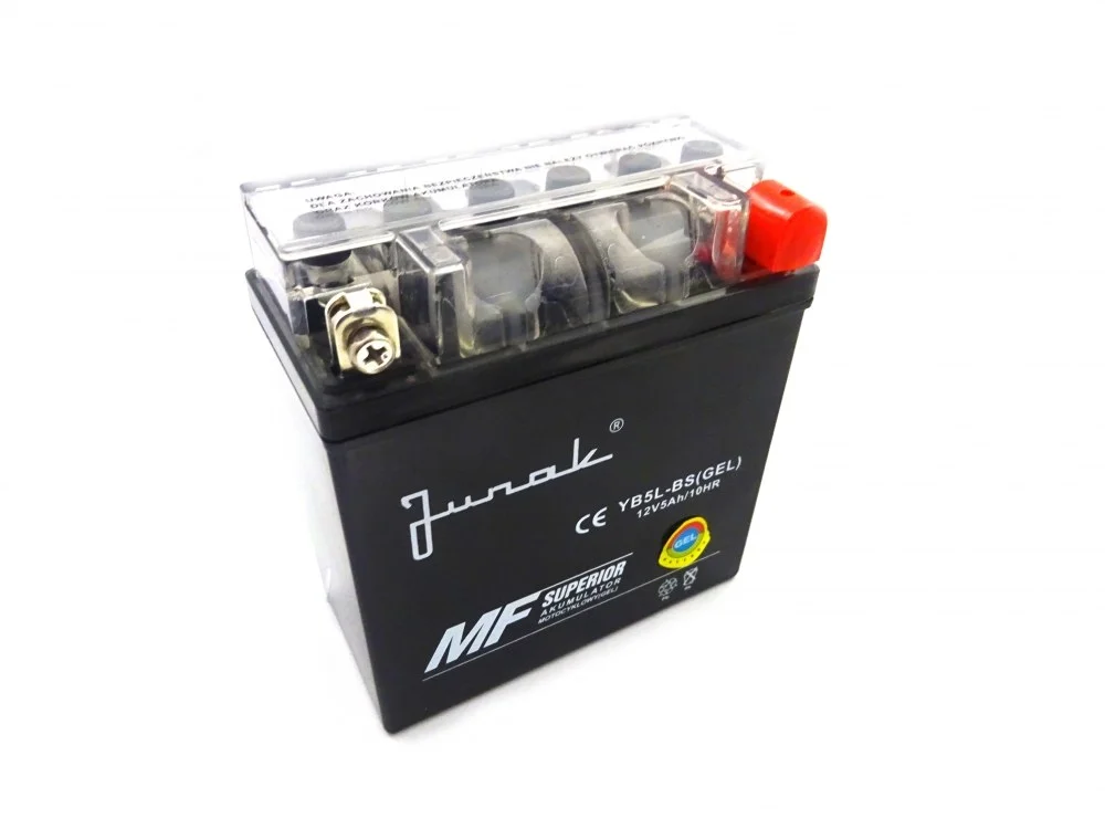 Akumulator Junak 12 V/5 Ah YB5L-BS (GEL) żelowy (-+) (wys.x szer.x dł.) (129*60*119) (spakowane po 10 sztuk) (nr rej.E0011444BW)