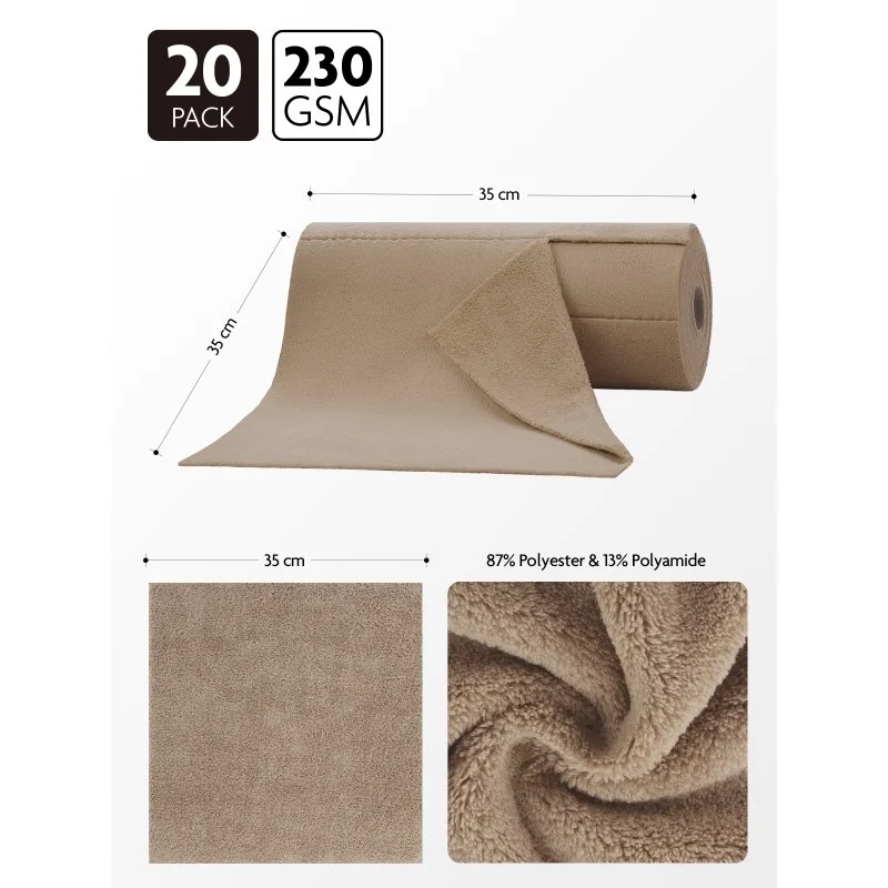 Ręcznik Coral Fleece FANTASTICLEAN 35x35cm 20szt 230g/m2 Beżowy — ujęcie 10