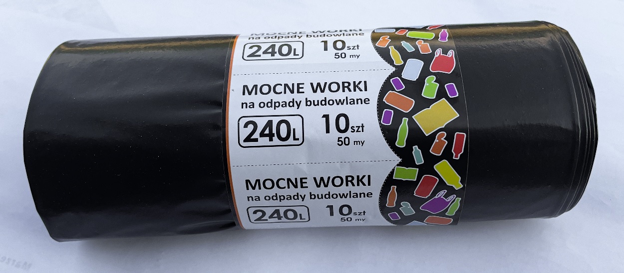 Worki na odpady 240 L. czarne mocne rolka 10 elementów KMN 09467