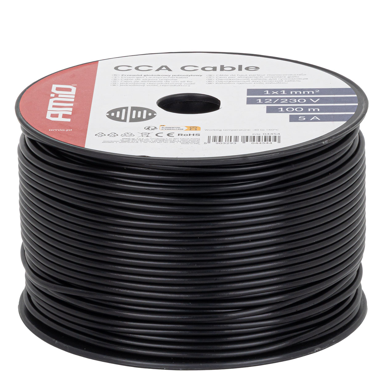 Przewód jednożyłowy czarny Cable CCA 1x1mm2 100m 5A 12/230V