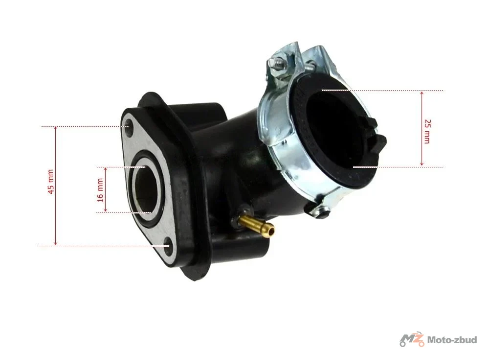 Króciec ssący gaźnika 50 cm³ skuter 4T 139QMB GY6 (1 króciec podciś.) — ujęcie 3