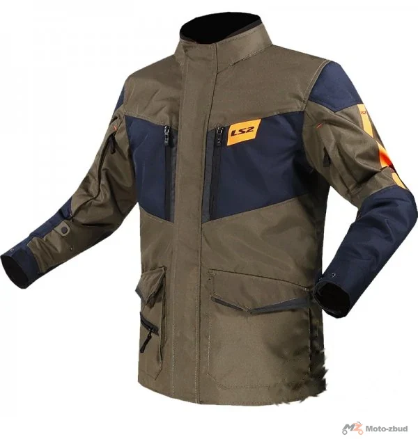 Kurtka motocyklowa męska LS2 Metropolis EVO Khaki Blue Orange — S