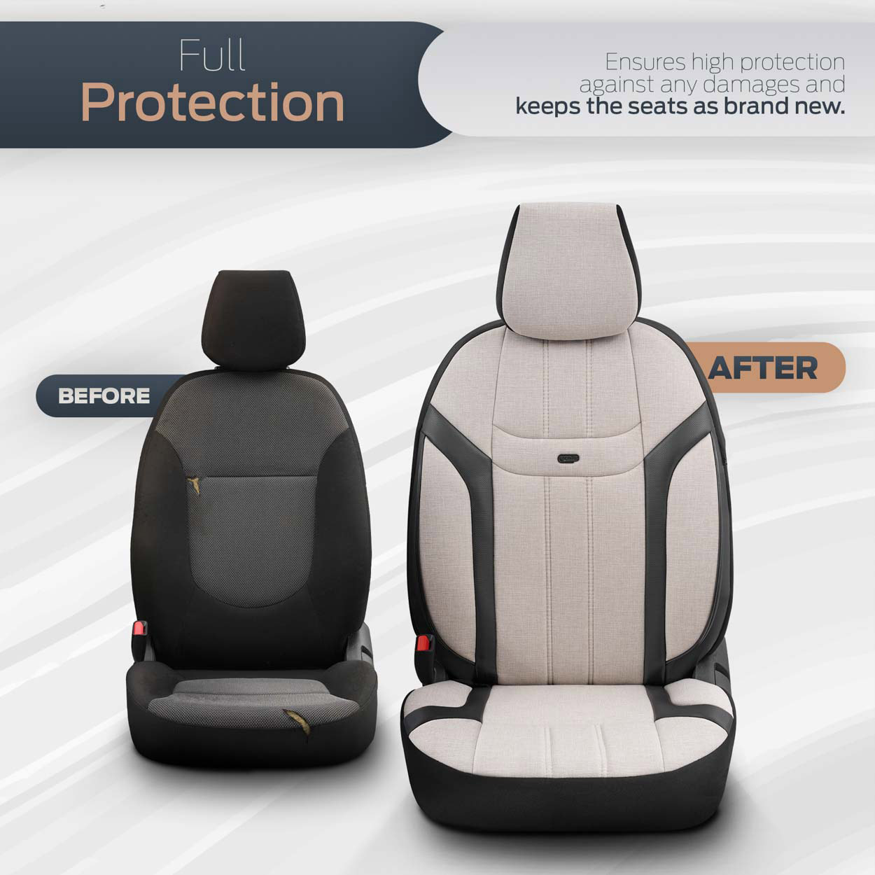 Komplet pokrowców na fotele samochodowe OTOM SWAN 503 BEIGE 3-ZIP — ujęcie 3