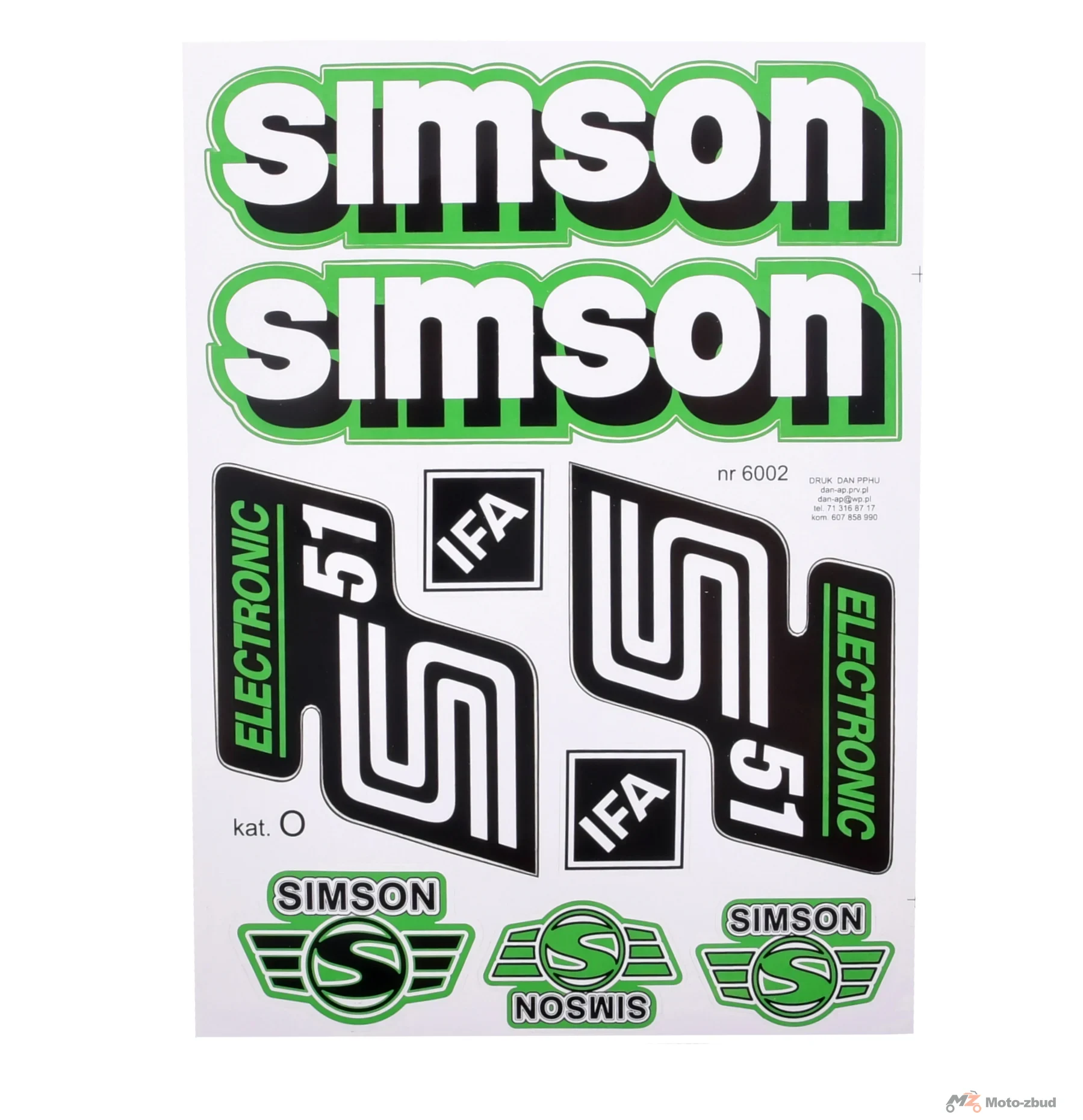 Naklejka Simson S51 electronic zielona kpl.