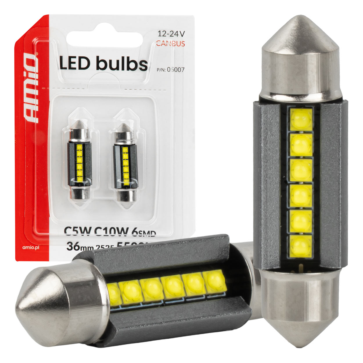 Żarówki LED CANBUS C5W C10W 36 mm 2525 6SMD White 12 V 24 V