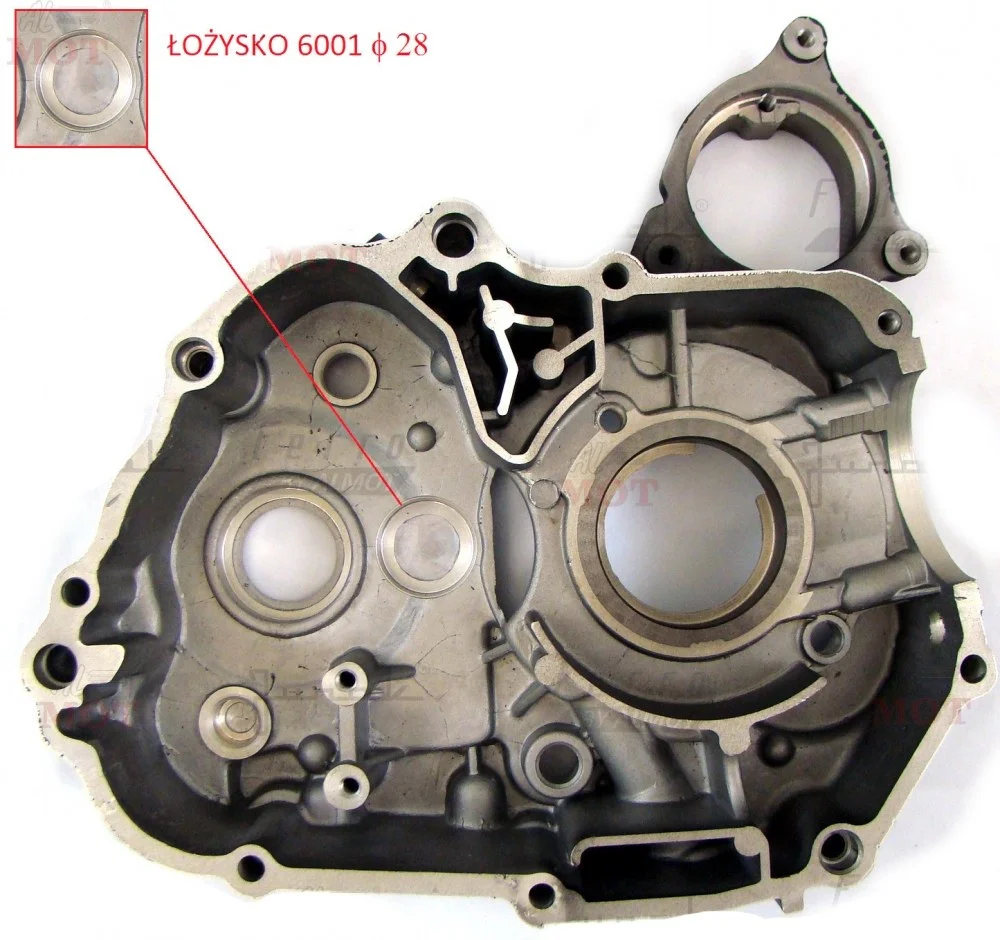 Junak 901/901F/902/901RS/901 SPORT/904 karter silnika lewy (czarny) (na łożyska kulkowe)