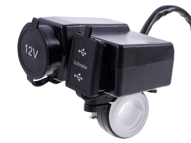 Ładowarka motocyklowa 2x usb 4.2a z woltomierzem i gniazdem zapalniczki — ujęcie 5