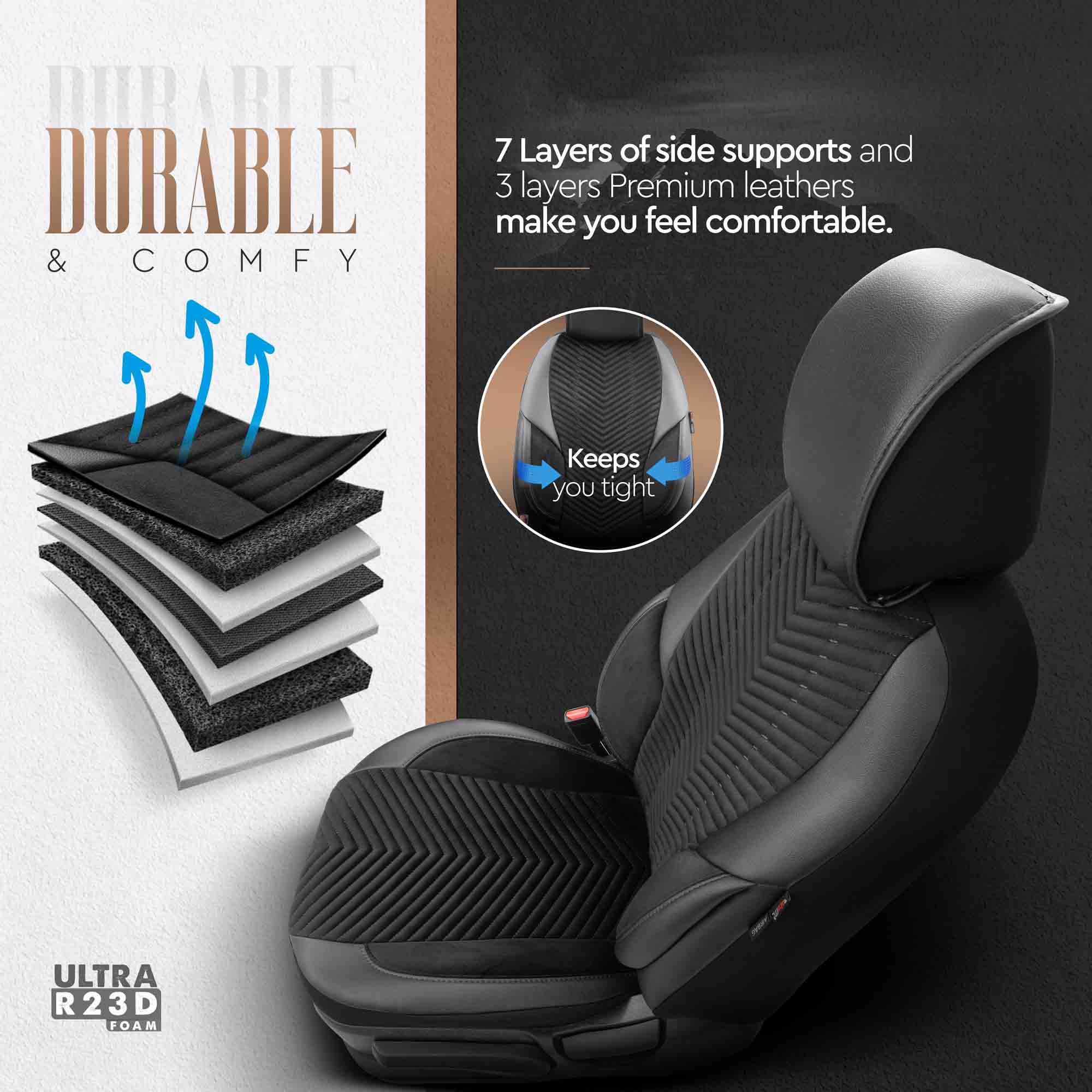 Komplet pokrowców na fotele samochodowe OTOM ADVANCED 204 BLACK BABYFACE 3-ZIP — ujęcie 4