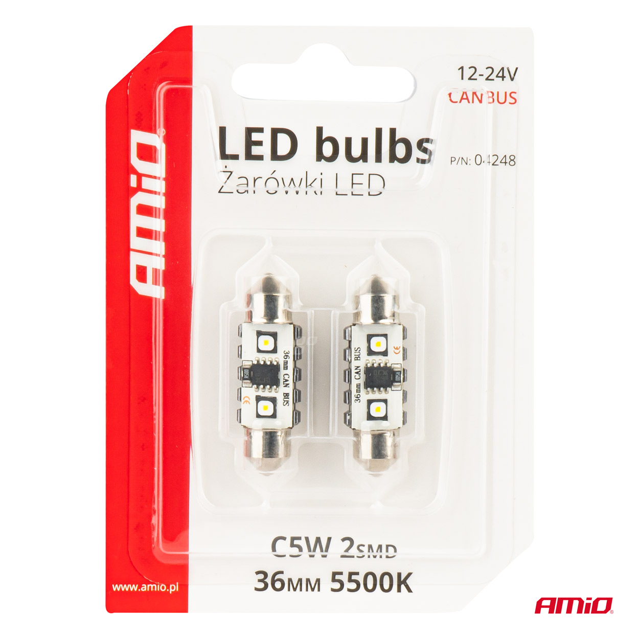 Żarówki LED CANBUS Festoon C5W 2SMD 3838 36 mm White 12 V 24 V — ujęcie 5