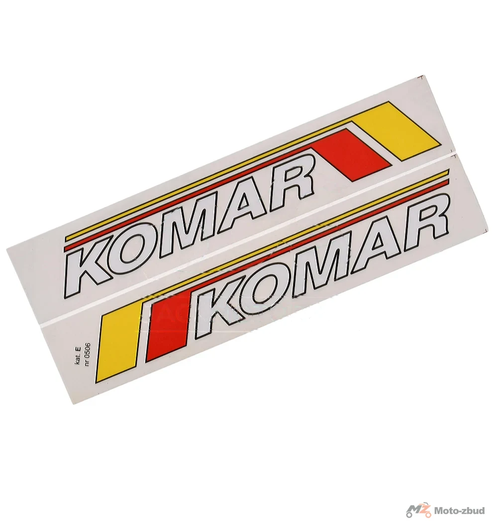 Naklejka zbiornika Romet Komar PL kpl. biały czerwony żółty