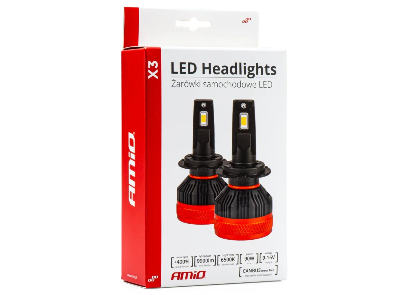 Żarówki samochodowe H1 LED X3 Series AMIO — ujęcie 3