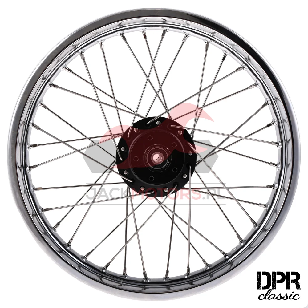 Koło jezdne Simson S51 1,85 × 16 chrom DPR Classic czarna piasta + szprychy INOX — ujęcie 1
