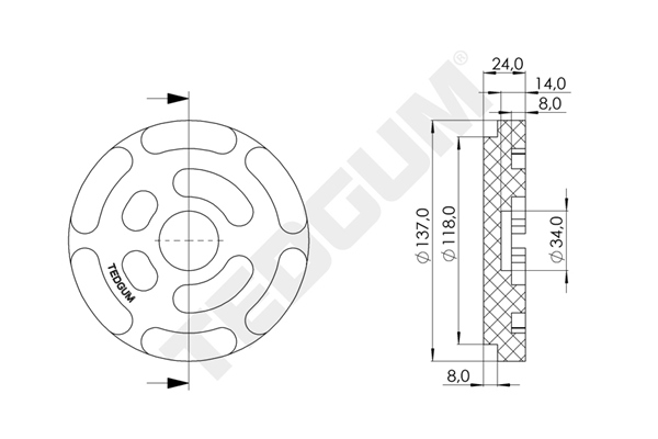Podkładka podnośnika 138 mm-zewn TEDGUM 00848879 — ujęcie 4