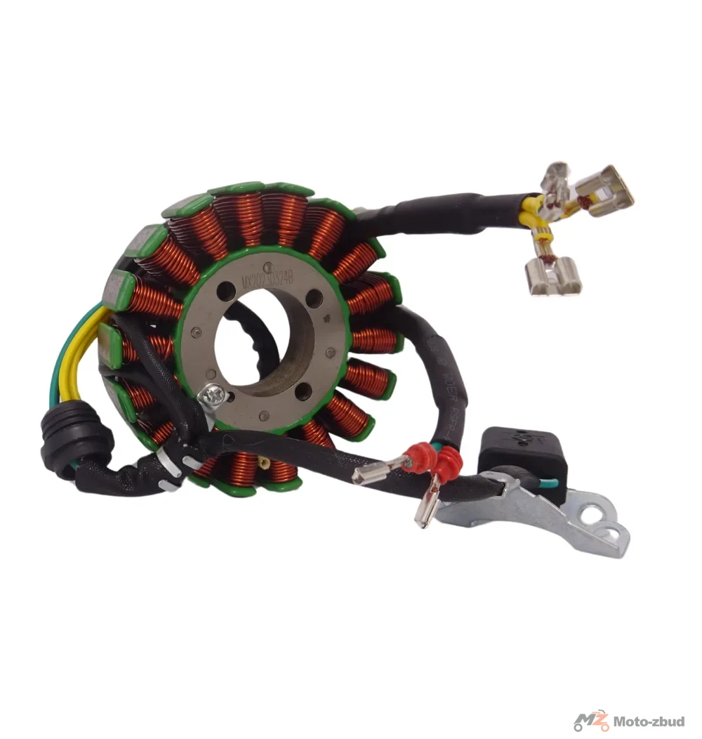 Junak S125/RACER125 iskrownik (alternator) kpl. (18 cewek) (2x kostka 3/2 piny) (śr.zew.93 mm, gr.27 mm) (Euro v) — ujęcie 2