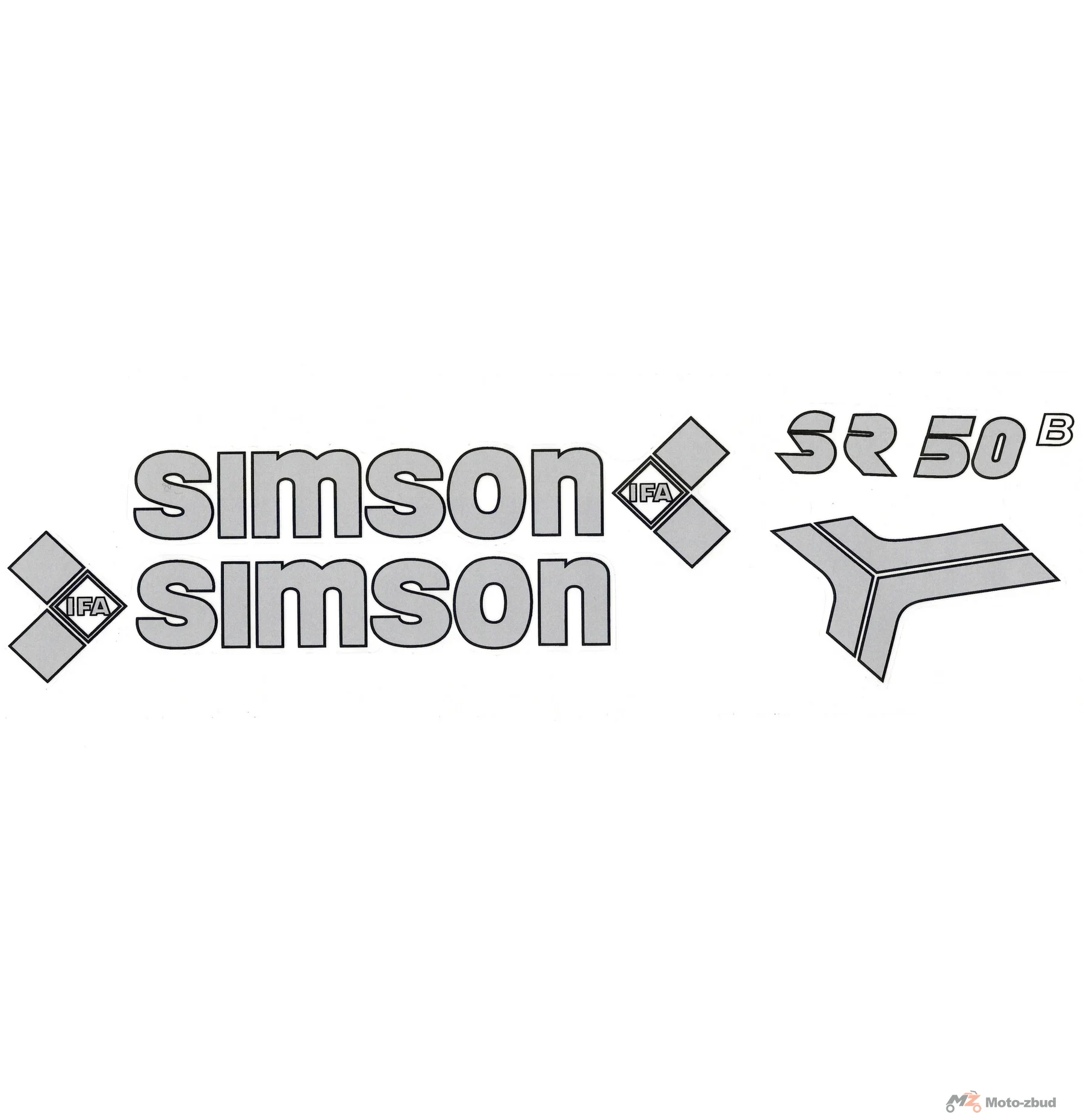 Naklejka Simson SR50 srebrna typ 2 kpl.