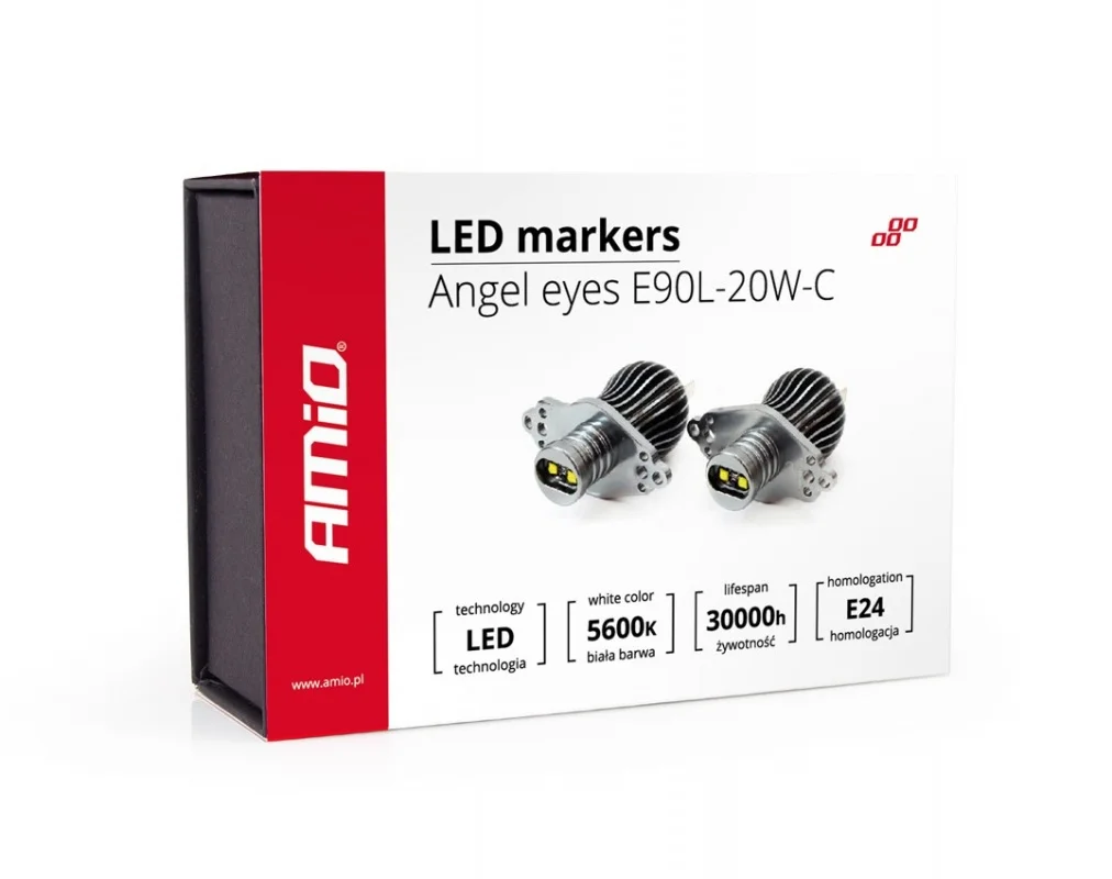 Żarówki / Markery LED BMW E90/91 sedan/kombi z halogenami 20W SUPER CREE LED — ujęcie 2
