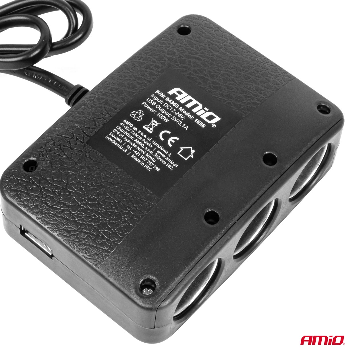 Rozdzielacz gniazda zapalniczki z ładowarką 2x USB-A ON/OFF LED 12 V 24 V 100 W 70 cm — ujęcie 6