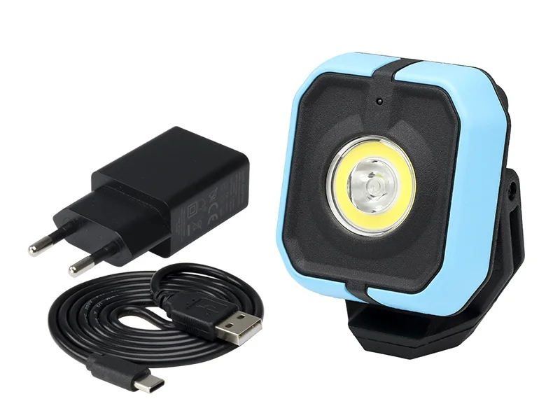 Lampa warsztatowa 10w cob led 1000 lm + 3w led 350 lm akumulatorowa — ujęcie 2
