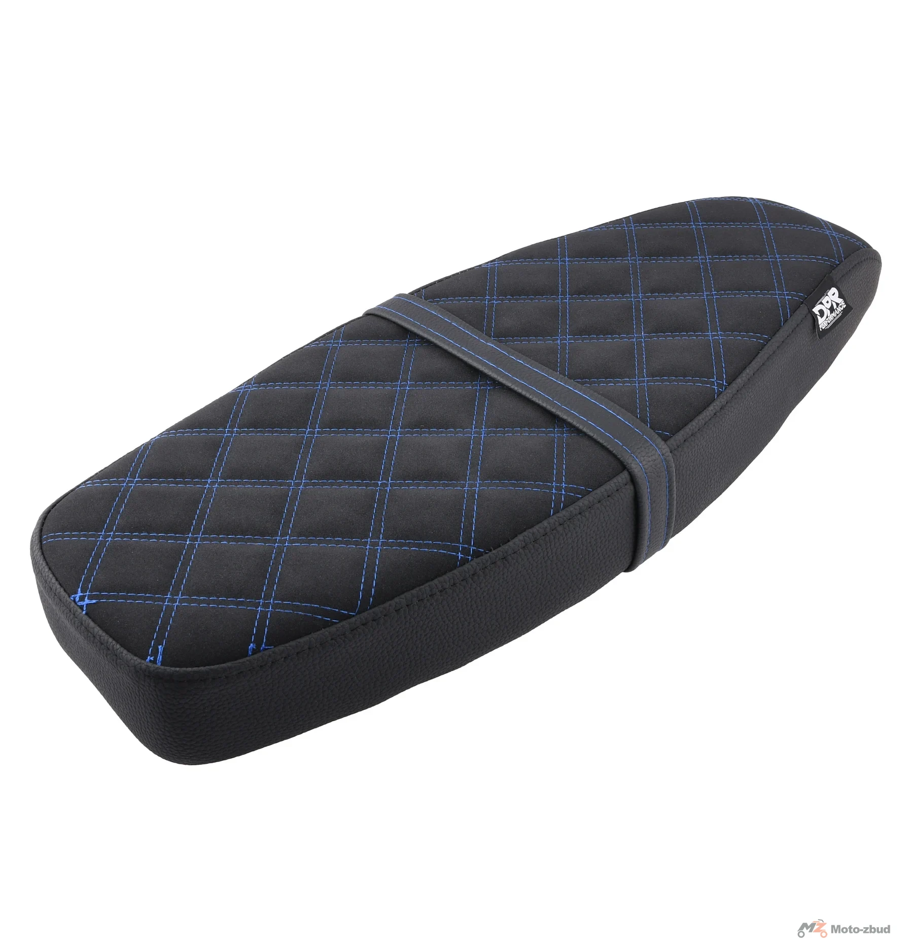 Siedzenie Simson S50 S51 S70 tuning pikowane diamond czarne + niebiesko / czarne szwy DPR Performance — ujęcie 2