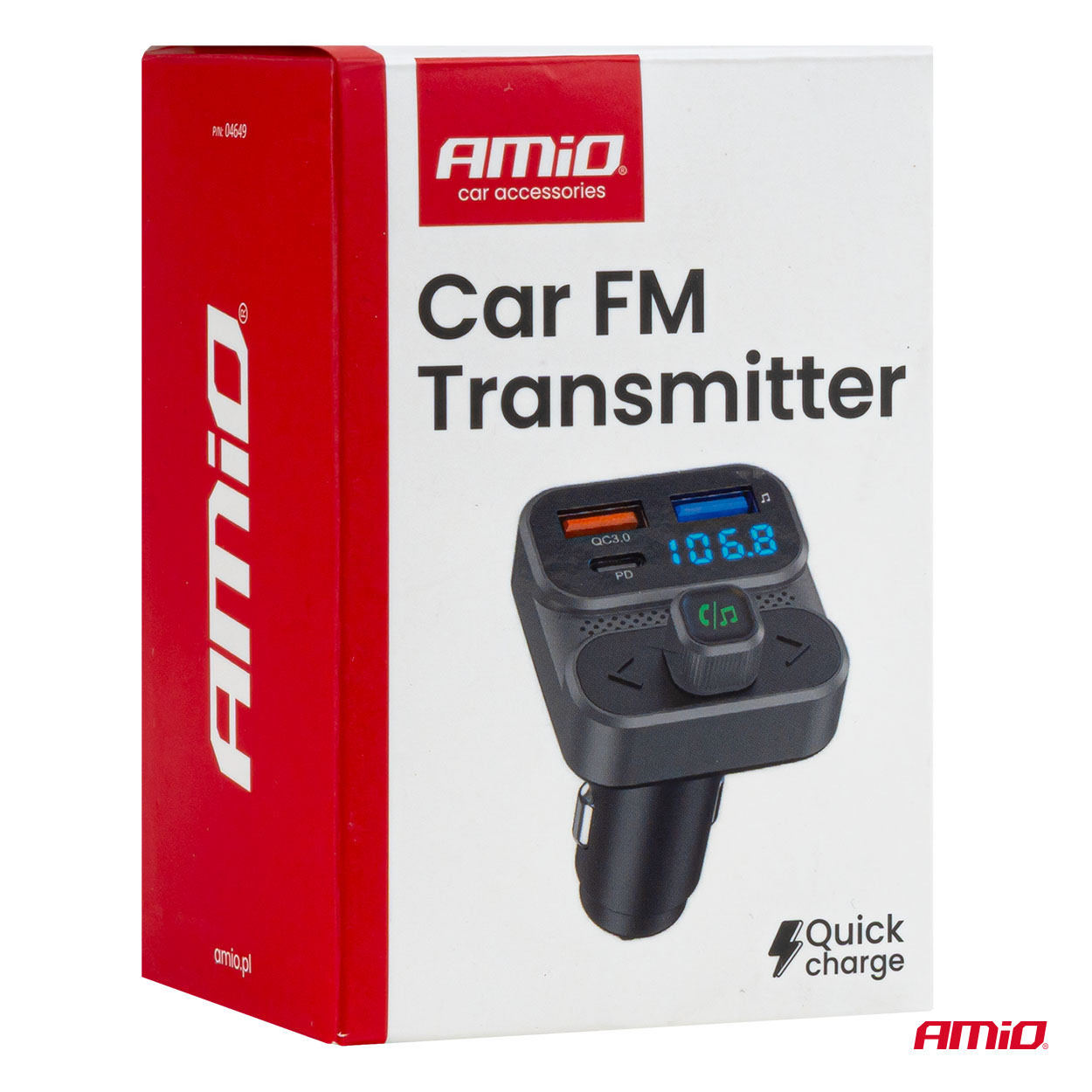 Transmiter samochodowy FM 2×USB-A 1×USB 12 V 24 V — ujęcie 9