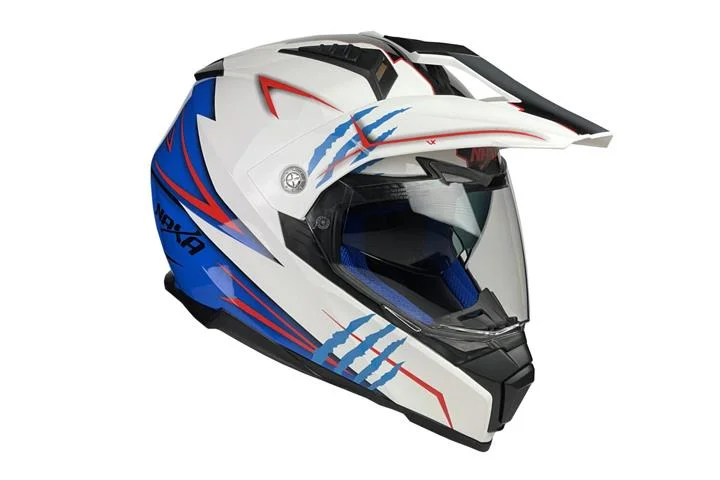 Kask crossowy Naxa CO3 biało niebieski M szybka, blenda — ujęcie 1